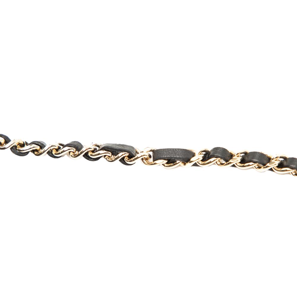 Chanel AB Chanel Black Patent Leather Leather Quilted Patent Boy Wallet on Chain Italy