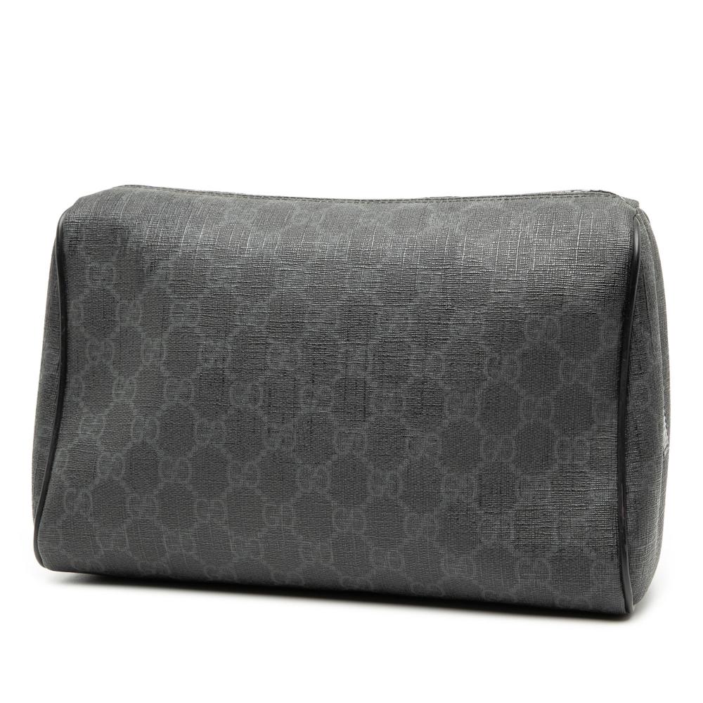 Gucci AB Gucci Black Coated Canvas Fabric GG Supreme Pouch Italy