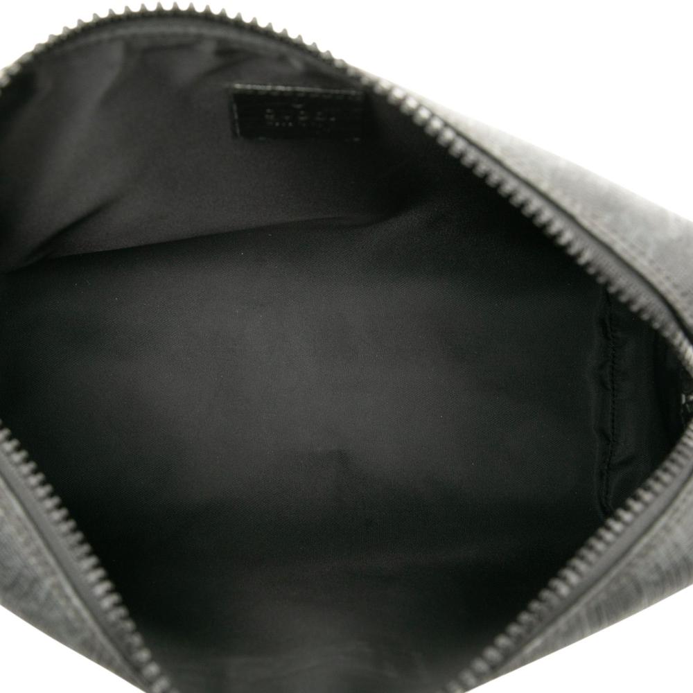 Gucci AB Gucci Black Coated Canvas Fabric GG Supreme Pouch Italy