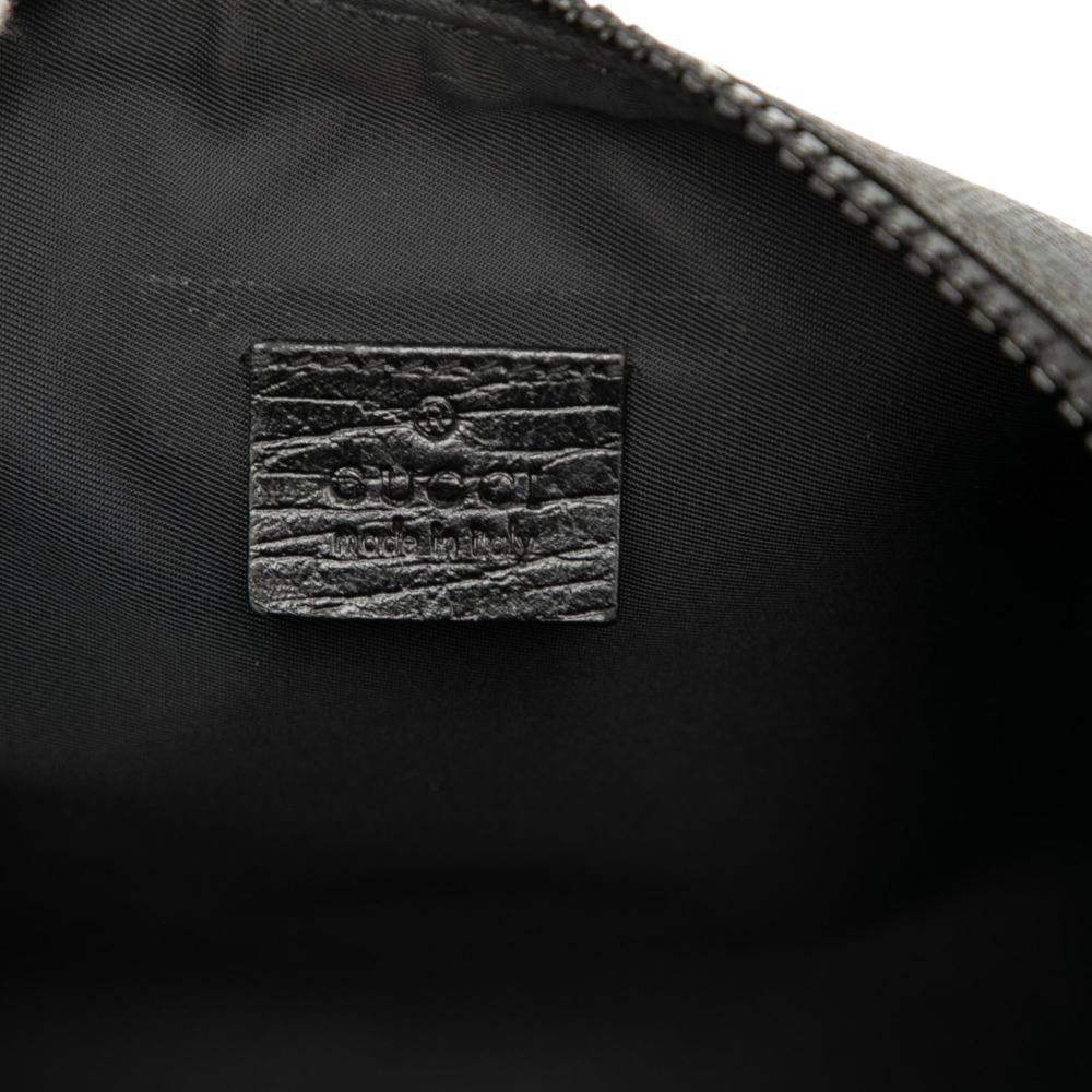 Gucci AB Gucci Black Coated Canvas Fabric GG Supreme Pouch Italy