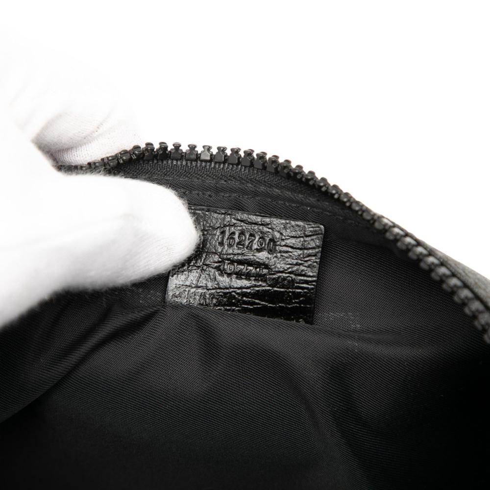 Gucci AB Gucci Black Coated Canvas Fabric GG Supreme Pouch Italy