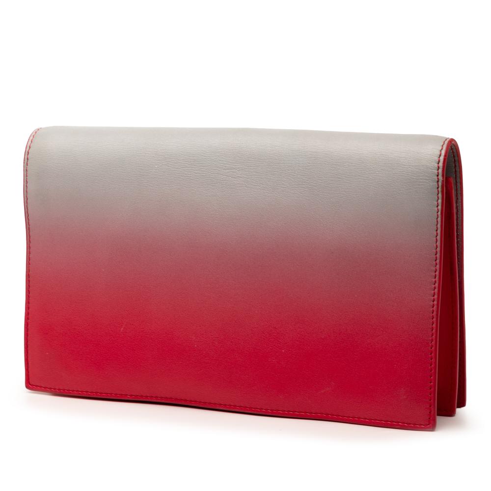 Saint Laurent AB Saint Laurent Red Calf Leather Smooth Ombre skin Monogram Kate Clutch Italy