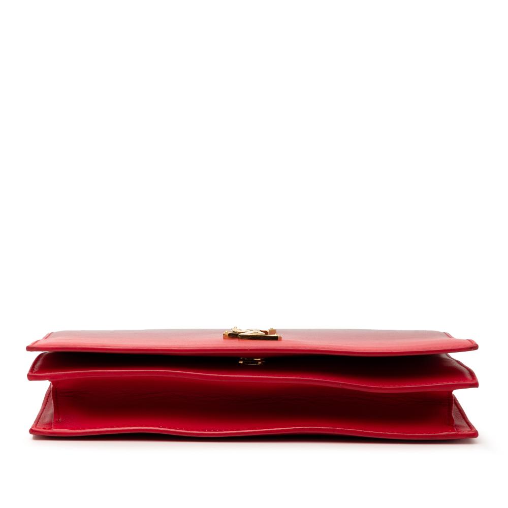 Saint Laurent AB Saint Laurent Red Calf Leather Smooth Ombre skin Monogram Kate Clutch Italy