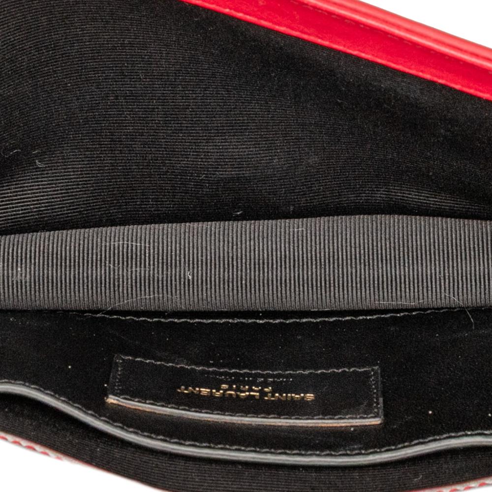 Saint Laurent AB Saint Laurent Red Calf Leather Smooth Ombre skin Monogram Kate Clutch Italy