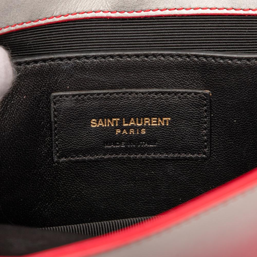 Saint Laurent AB Saint Laurent Red Calf Leather Smooth Ombre skin Monogram Kate Clutch Italy