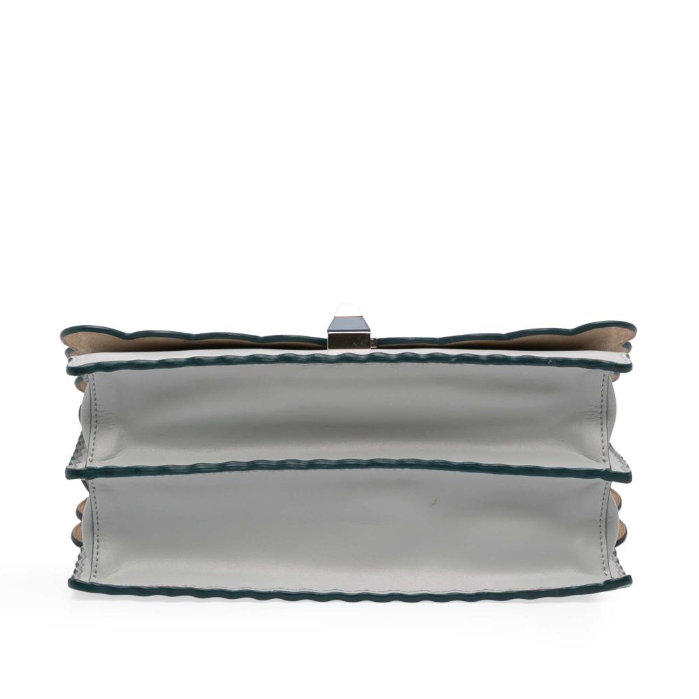 Fendi AB Fendi Gray Calf Leather Medium Scalloped Studded Kan I Satchel Italy