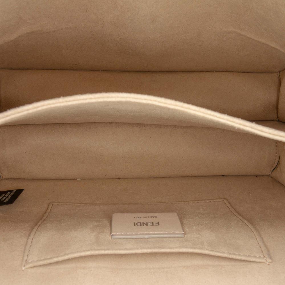 Fendi AB Fendi Gray Calf Leather Medium Scalloped Studded Kan I Satchel Italy