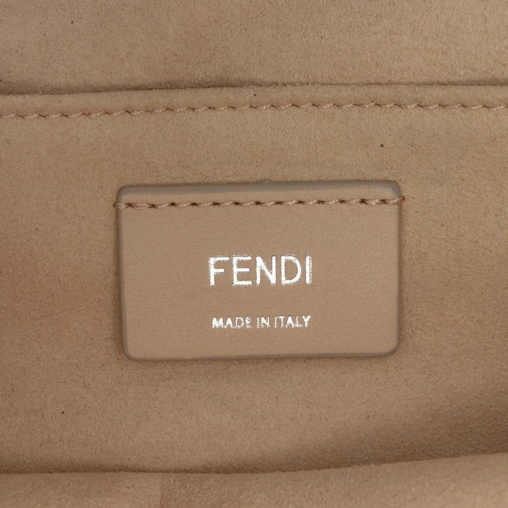 Fendi AB Fendi Gray Calf Leather Medium Scalloped Studded Kan I Satchel Italy
