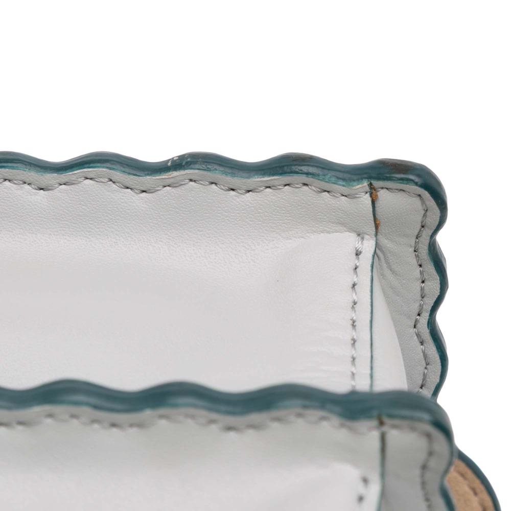 Fendi AB Fendi Gray Calf Leather Medium Scalloped Studded Kan I Satchel Italy