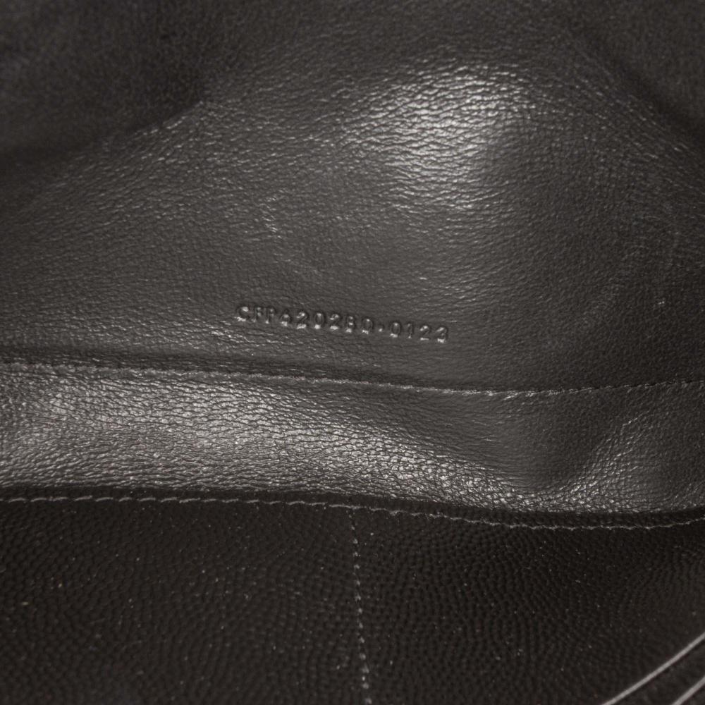 Saint Laurent A Saint Laurent Black Calf Leather Grain De Poudre Triquilt Monogram Envelope Wallet on Chain Italy