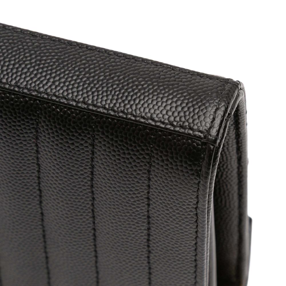 Saint Laurent A Saint Laurent Black Calf Leather Grain De Poudre Triquilt Monogram Envelope Wallet on Chain Italy