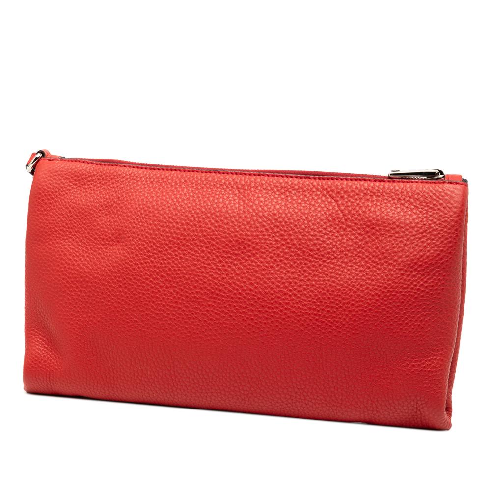 Prada AB Prada Red Calf Leather Vitello Daino Clutch Italy