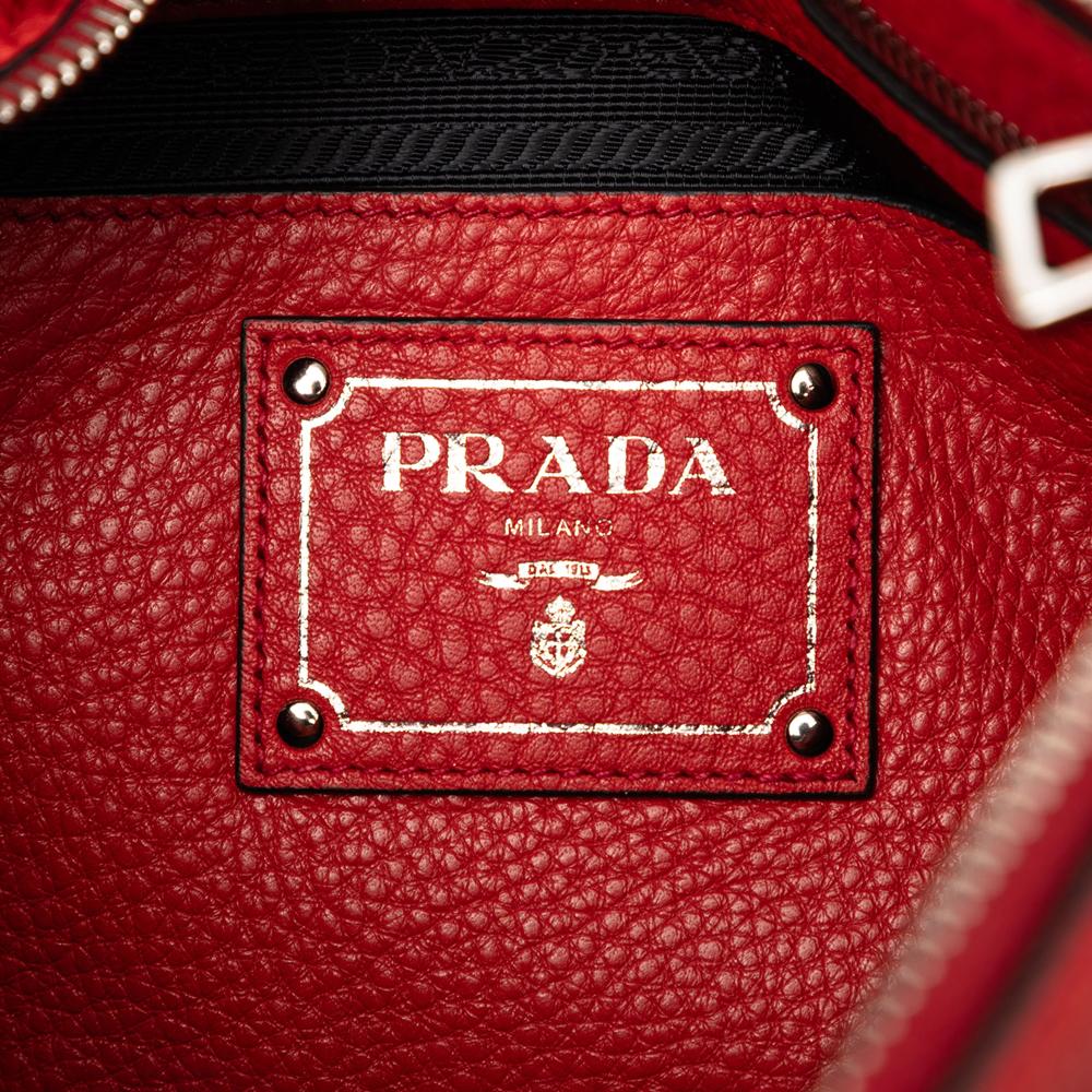 Prada AB Prada Red Calf Leather Vitello Daino Clutch Italy