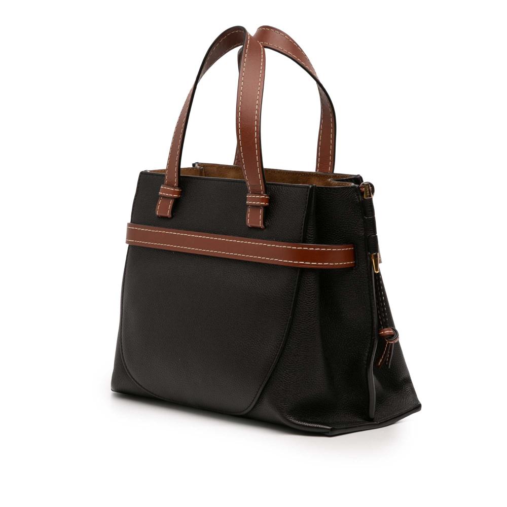 Loewe B LOEWE Black with Brown Calf Leather Small Gate Top Handle Satchel Spain