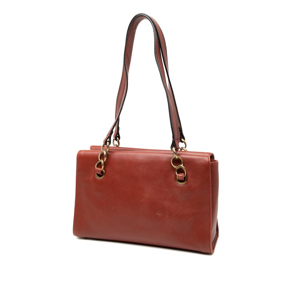 Chanel B Chanel Brown Rust Calf Leather CC skin Turn Lock Shoulder Bag France