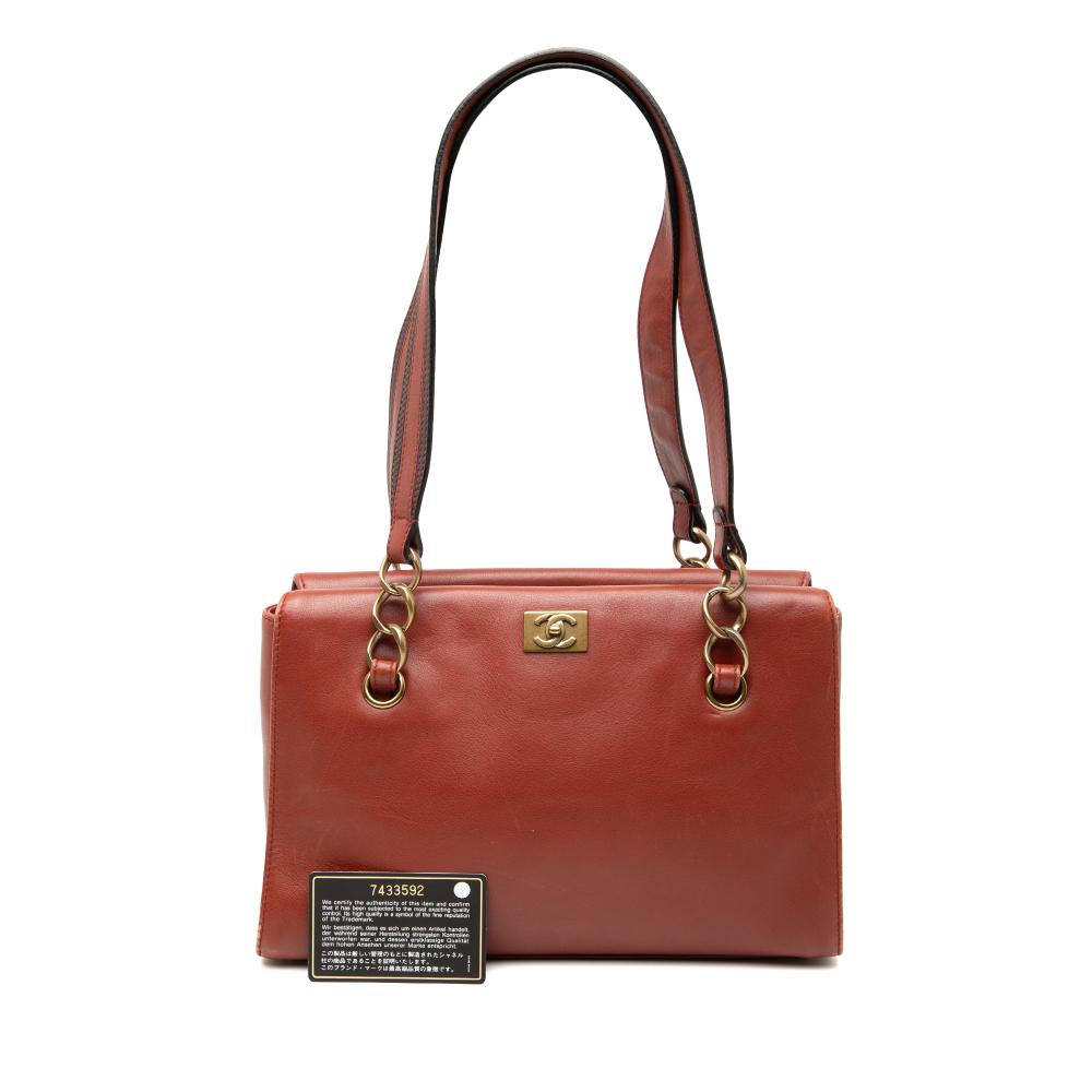 Chanel B Chanel Brown Rust Calf Leather CC skin Turn Lock Shoulder Bag France