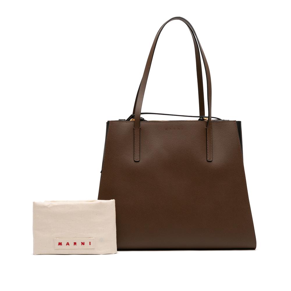 Marni A Marni Brown with Black Calf Leather Bicolor 9 to 5 Tote France