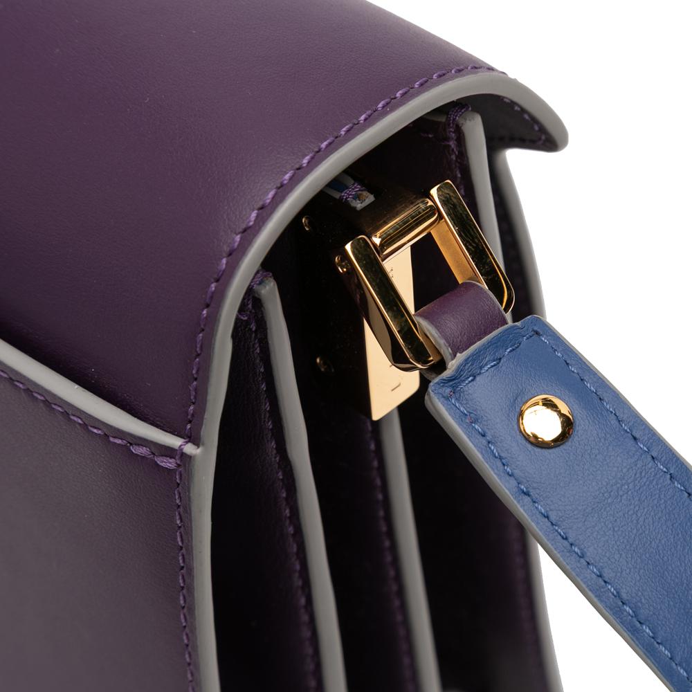 Marni AB Marni Purple Violet Calf Leather Medium Trunk Crossbody Italy