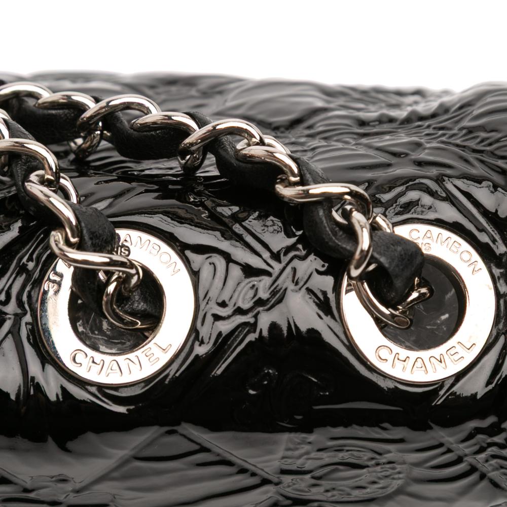 Chanel AB Chanel Black Patent Leather Leather Jumbo Patent Embossed Lucky Symbols Flap Italy