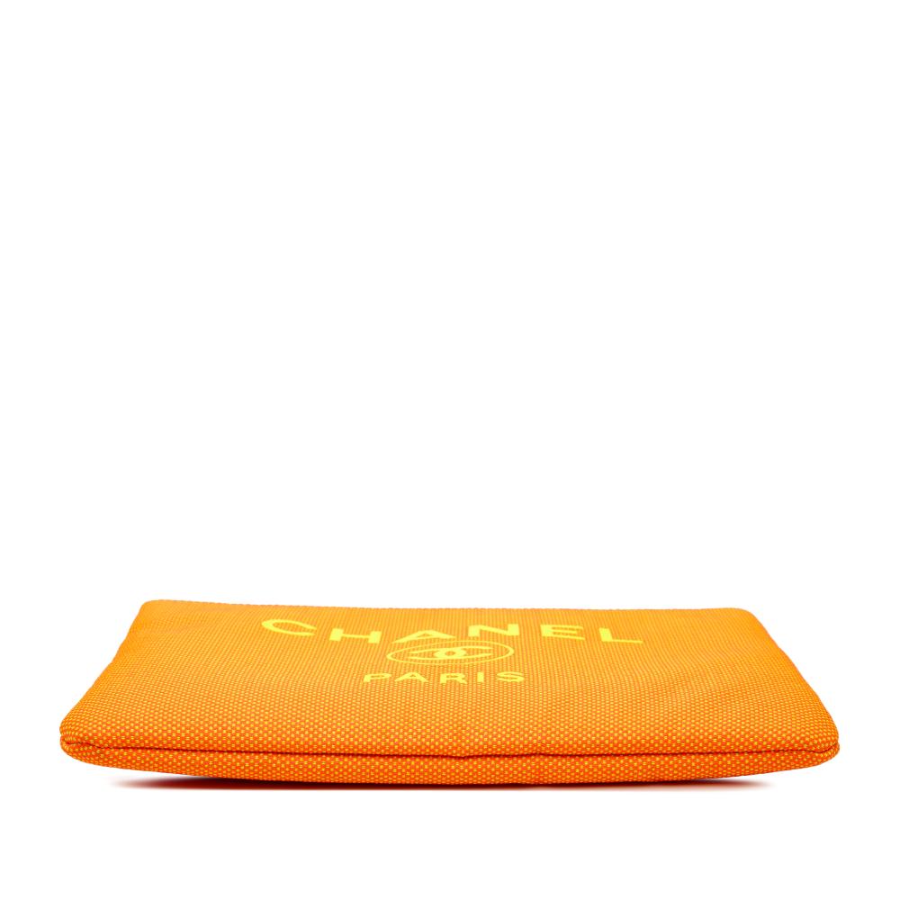 Chanel AB Chanel Orange Fiber Fabric Medium Mixed Deauville O Case Clutch Italy