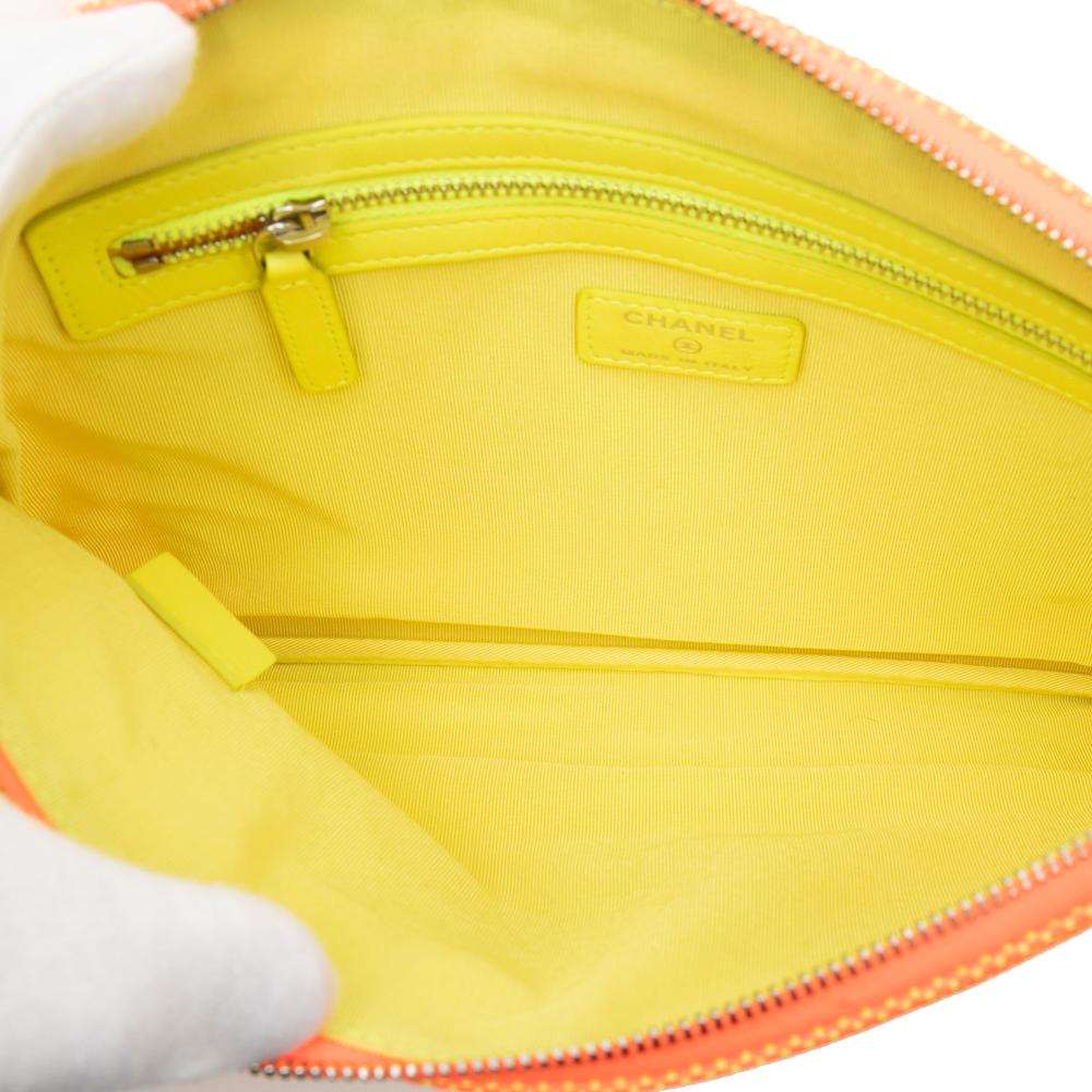 Chanel AB Chanel Orange Fiber Fabric Medium Mixed Deauville O Case Clutch Italy