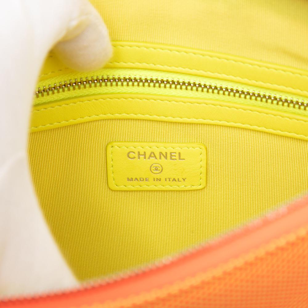 Chanel AB Chanel Orange Fiber Fabric Medium Mixed Deauville O Case Clutch Italy