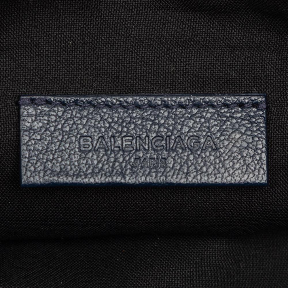 Balenciaga B Balenciaga Blue Navy Goatskin Leather Chevre Motocross Classic Metallic Edge Clutch Italy