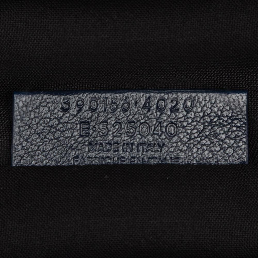 Balenciaga B Balenciaga Blue Navy Goatskin Leather Chevre Motocross Classic Metallic Edge Clutch Italy