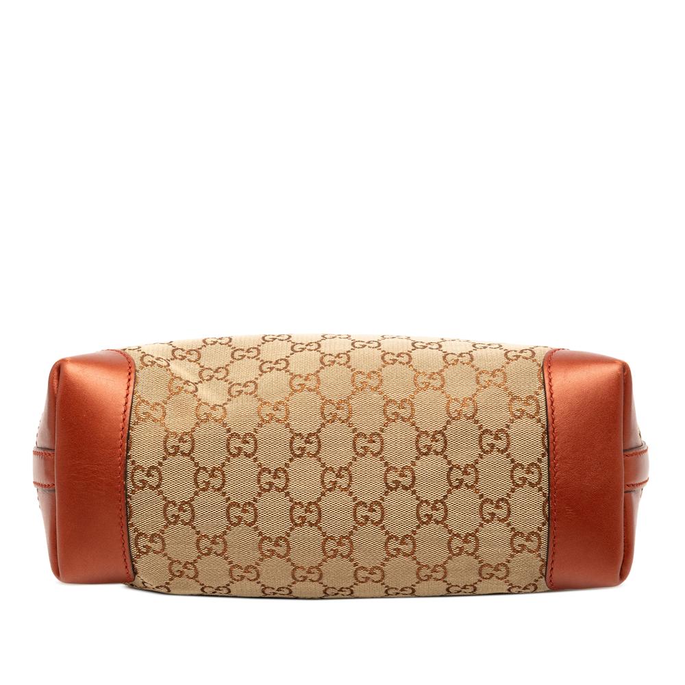 Gucci B Gucci Brown Beige Canvas Fabric GG Craft Tote Italy