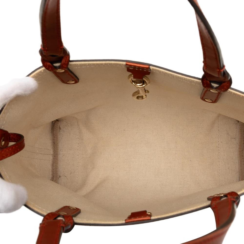 Gucci B Gucci Brown Beige Canvas Fabric GG Craft Tote Italy