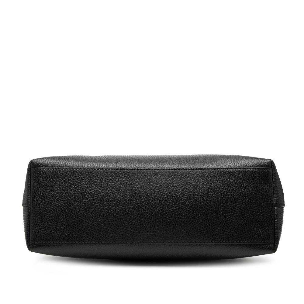 Gucci B Gucci Black Calf Leather GG Charm Tote Italy