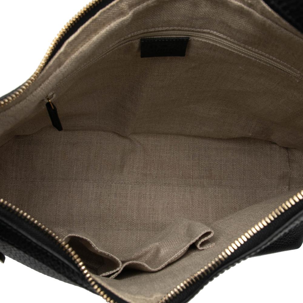 Gucci B Gucci Black Calf Leather GG Charm Tote Italy