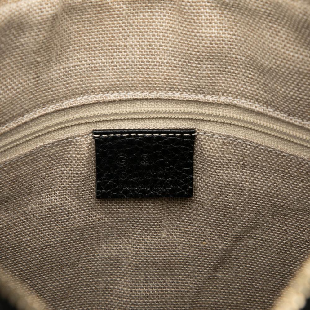 Gucci B Gucci Black Calf Leather GG Charm Tote Italy