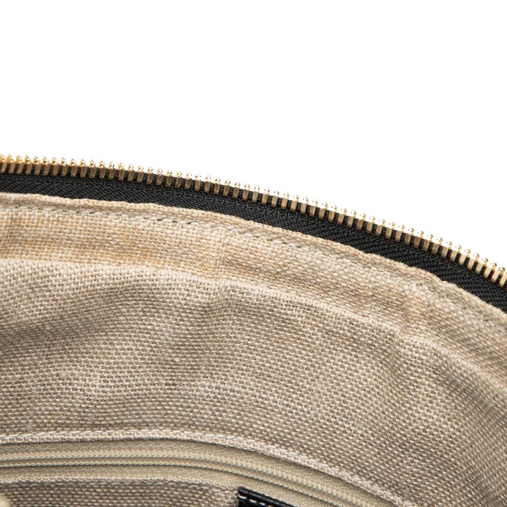 Gucci B Gucci Black Calf Leather GG Charm Tote Italy