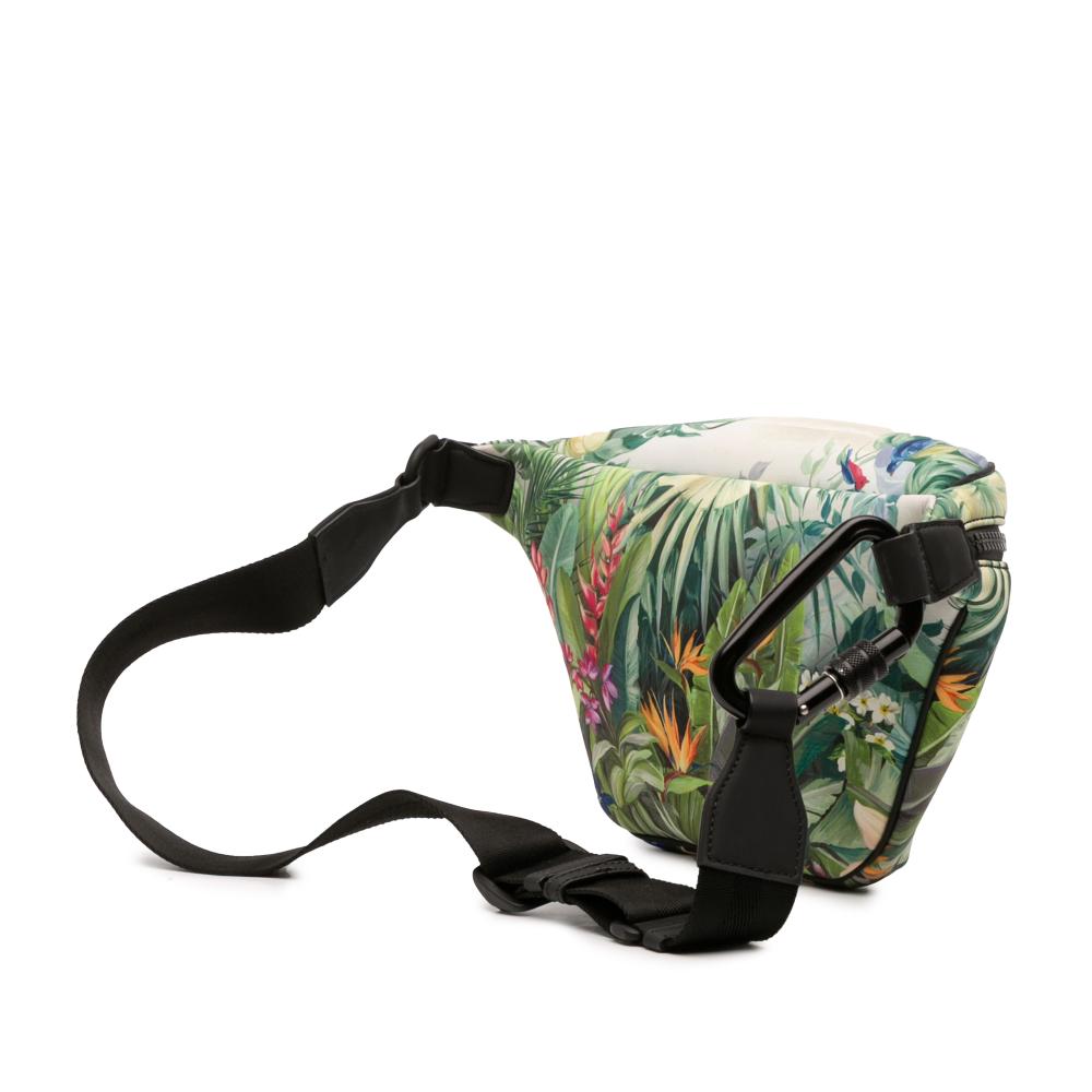 Dolce&Gabbana A Dolce & Gabbana Green Chemical Fiber Fabric Neoprene Tropical Print Palermo Belt Bag Italy