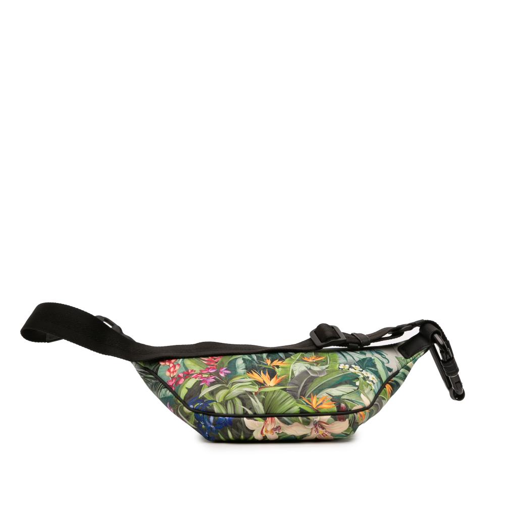 Dolce&Gabbana A Dolce & Gabbana Green Chemical Fiber Fabric Neoprene Tropical Print Palermo Belt Bag Italy