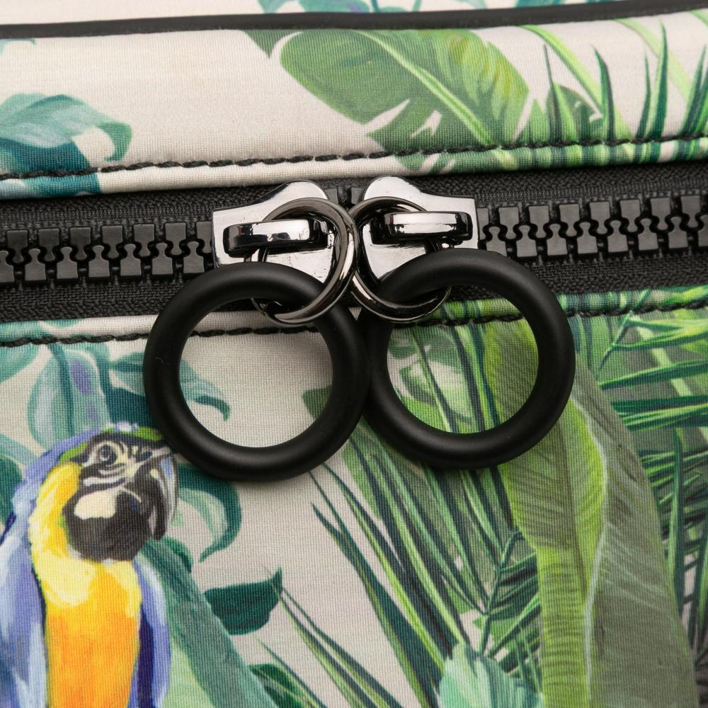 Dolce&Gabbana A Dolce & Gabbana Green Chemical Fiber Fabric Neoprene Tropical Print Palermo Belt Bag Italy