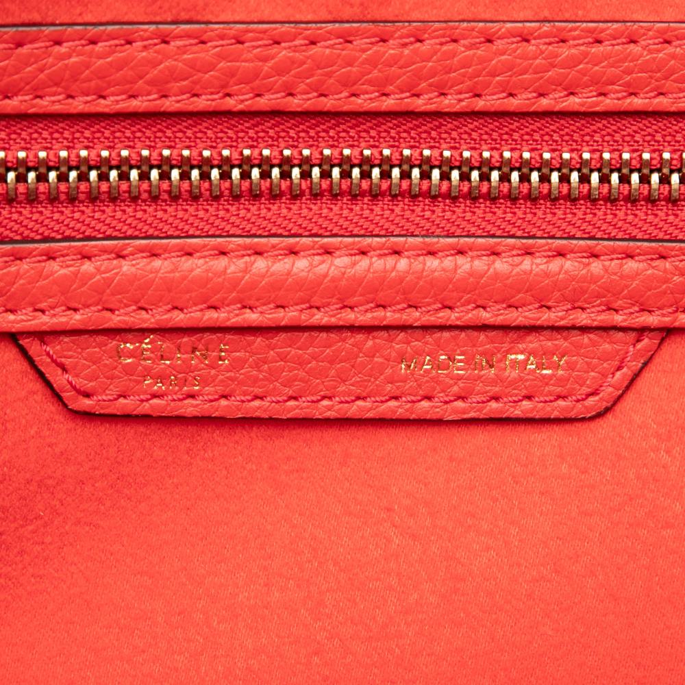 Celine AB Celine Orange Dark Orange Calf Leather Mini Luggage Tote Italy
