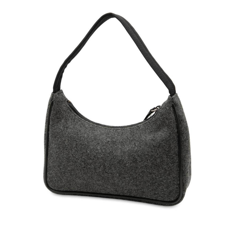 Prada AB Prada Gray Dark Gray Wool Fabric Sport Shoulder Bag Italy
