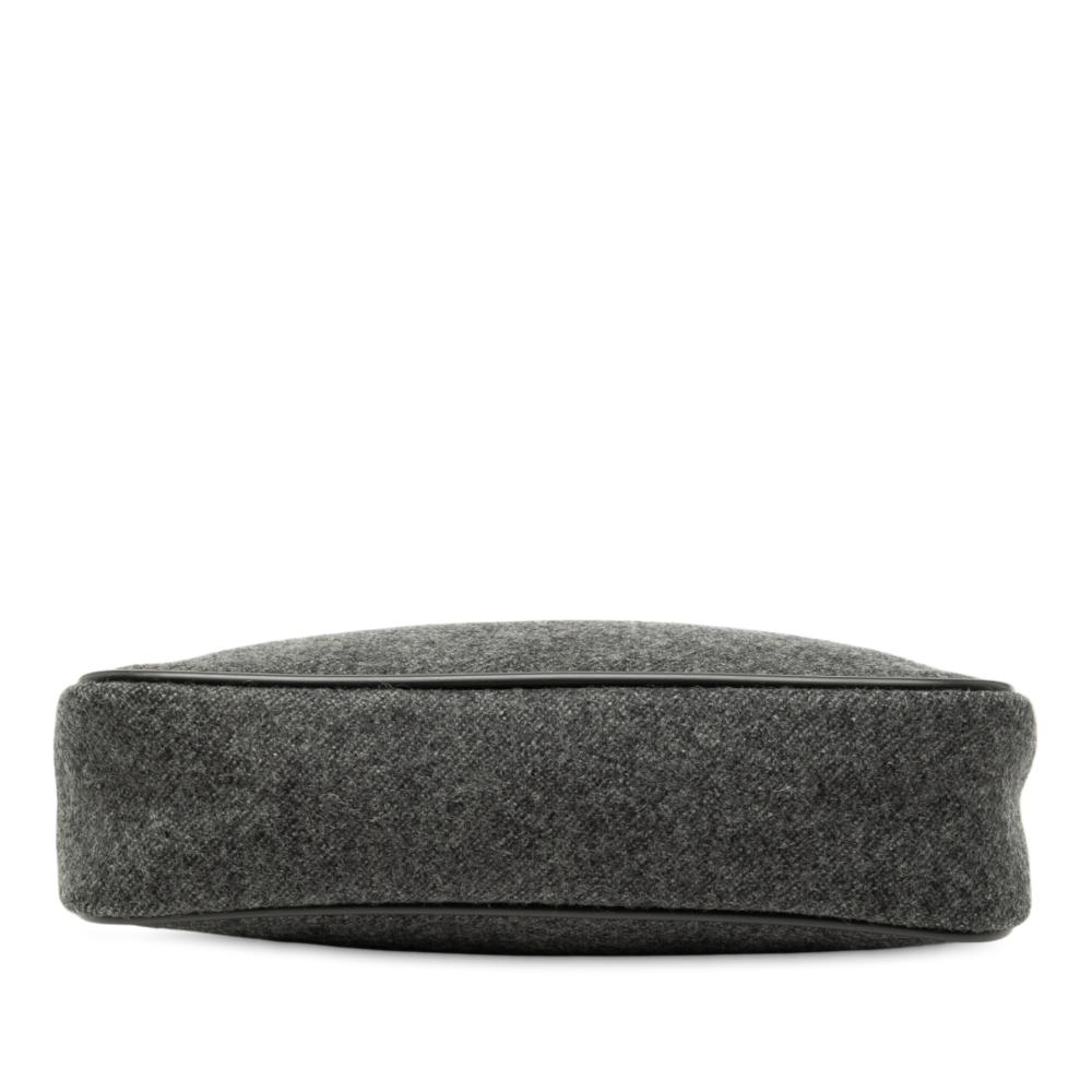 Prada AB Prada Gray Dark Gray Wool Fabric Sport Shoulder Bag Italy