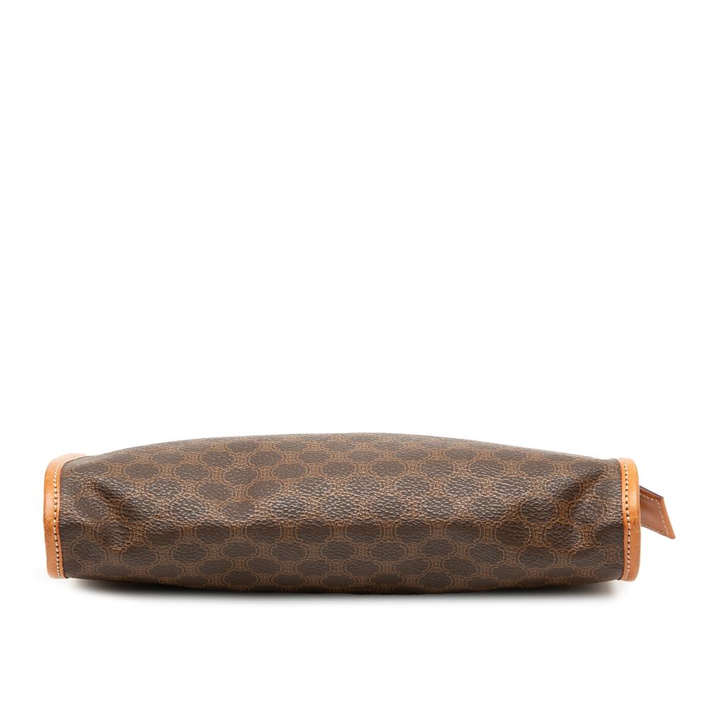Celine B Celine Brown Coated Canvas Fabric Macadam Clutch Italy