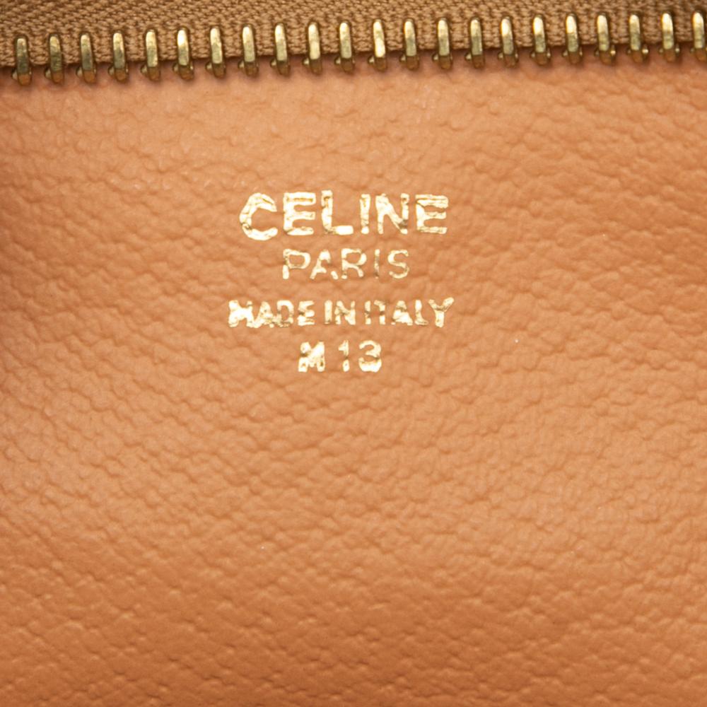 Celine B Celine Brown Coated Canvas Fabric Macadam Clutch Italy