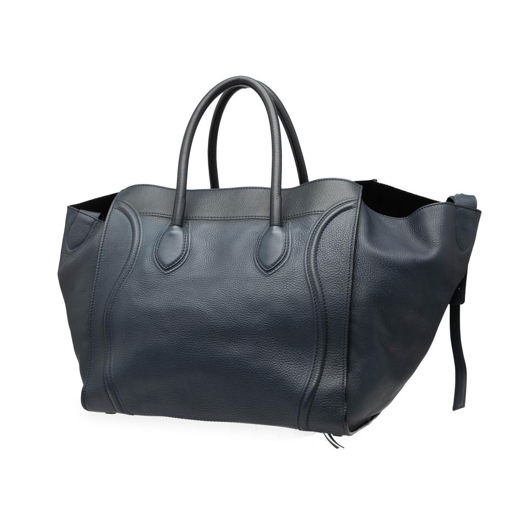 Celine B Celine Blue Navy Calf Leather Large Grained skin Phantom Luggage Tote Italy