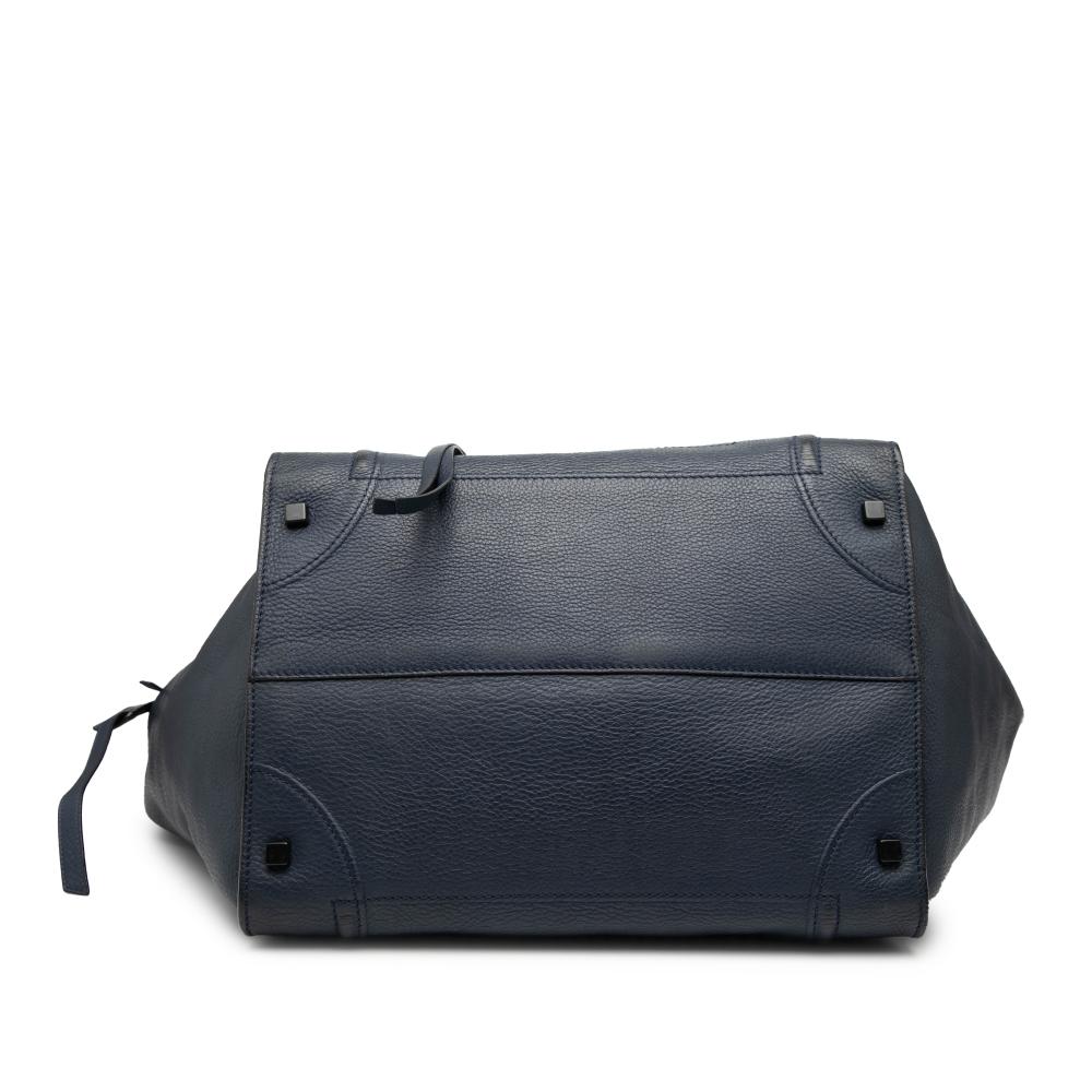 Celine B Celine Blue Navy Calf Leather Large Grained skin Phantom Luggage Tote Italy