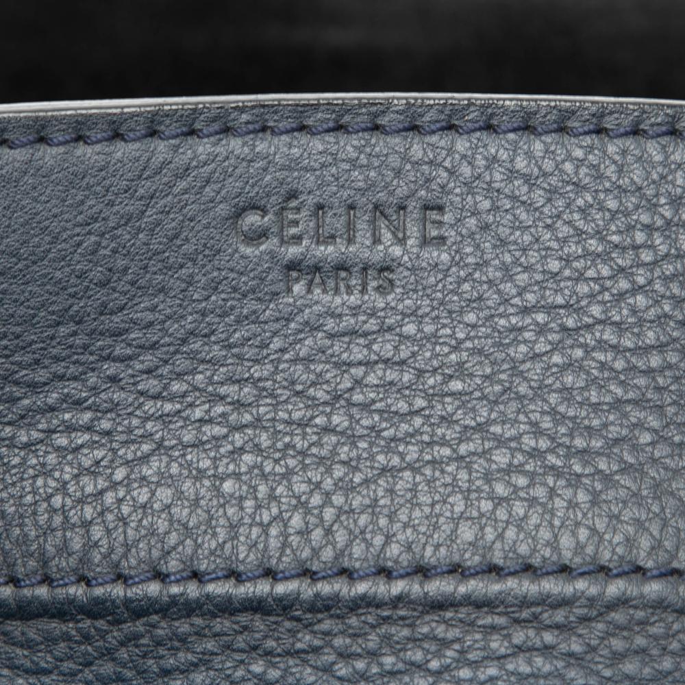 Celine B Celine Blue Navy Calf Leather Large Grained skin Phantom Luggage Tote Italy