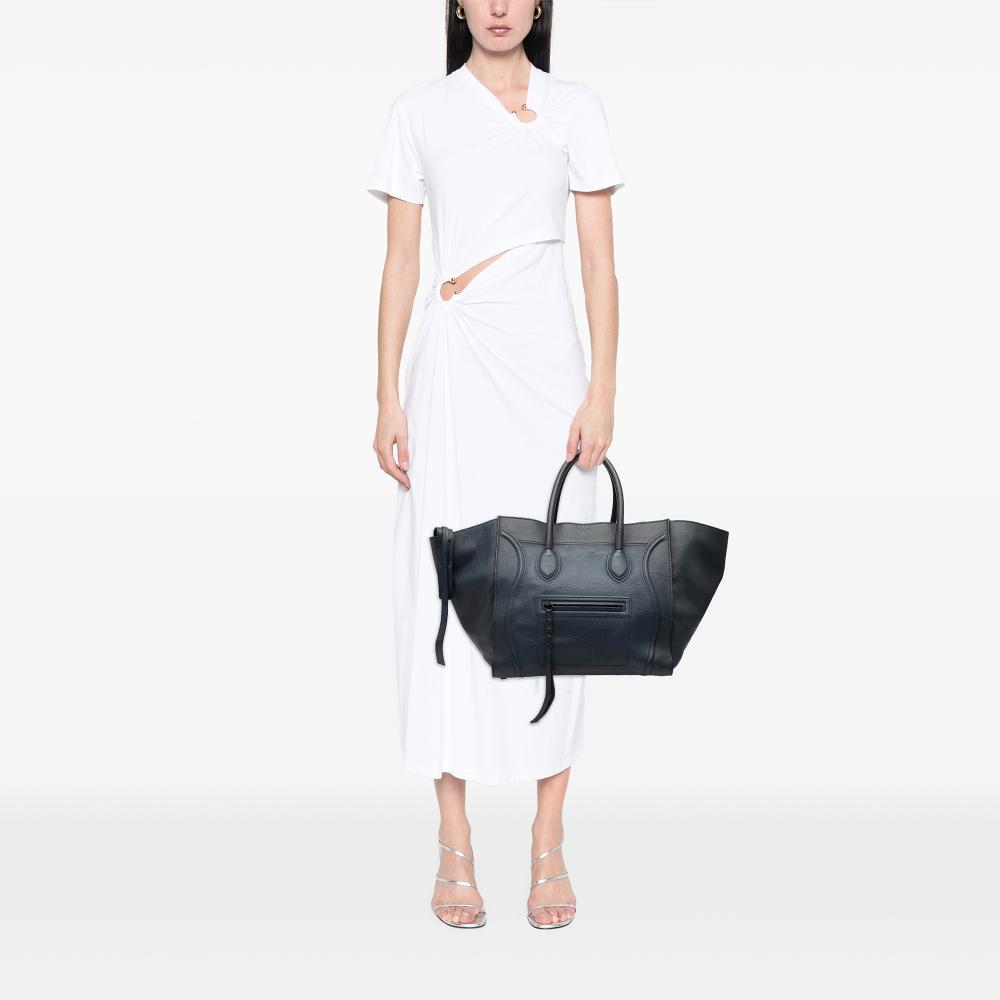 Celine B Celine Blue Navy Calf Leather Large Grained skin Phantom Luggage Tote Italy