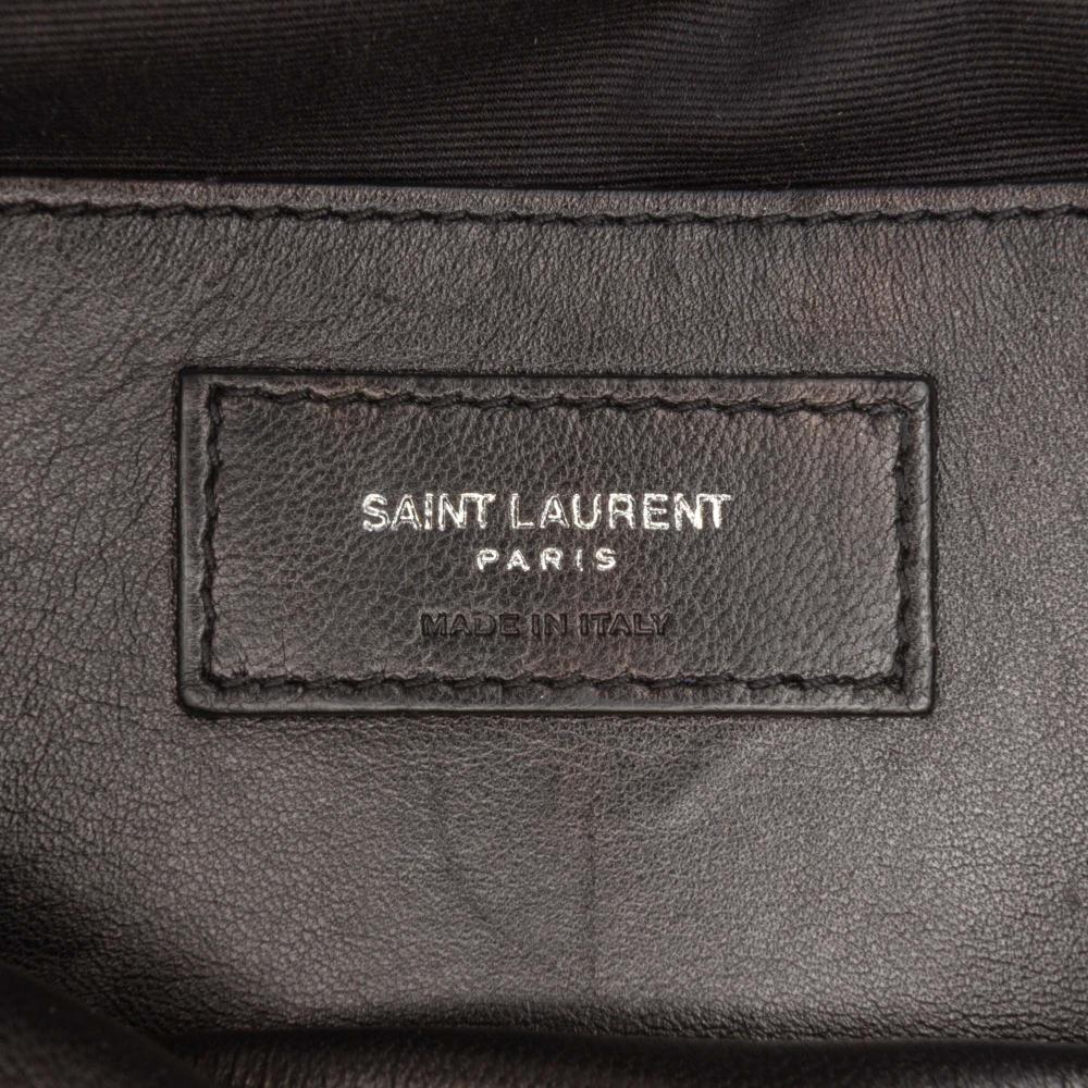 Saint Laurent Brown Sheepskin Leather Leather Large Quilted Chevron Sheepskin College Satchel Italy