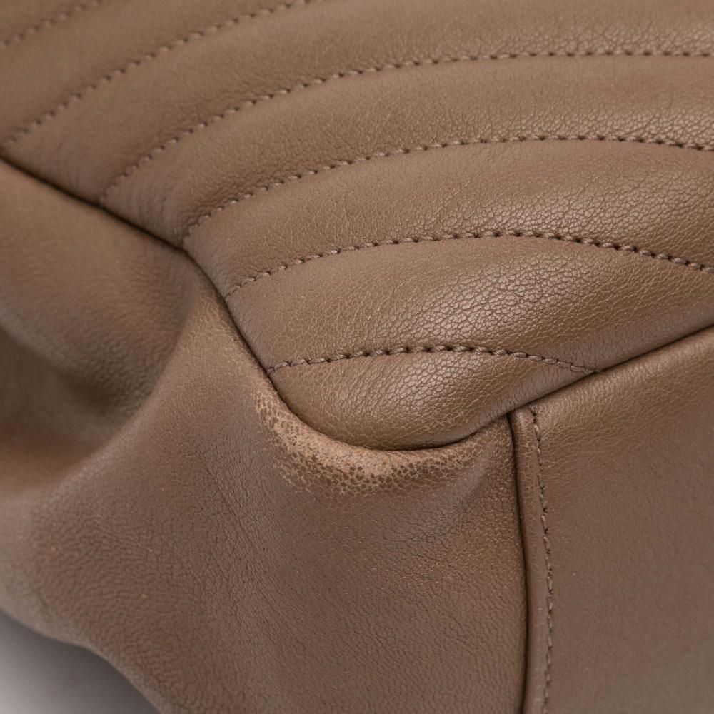 Saint Laurent Brown Sheepskin Leather Leather Large Quilted Chevron Sheepskin College Satchel Italy