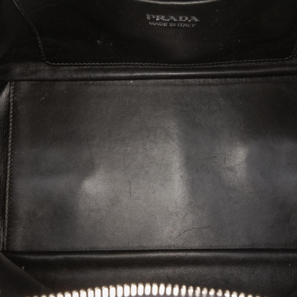 Prada AB Prada Black Calf Leather Medium Brushed Supernova Satchel Italy