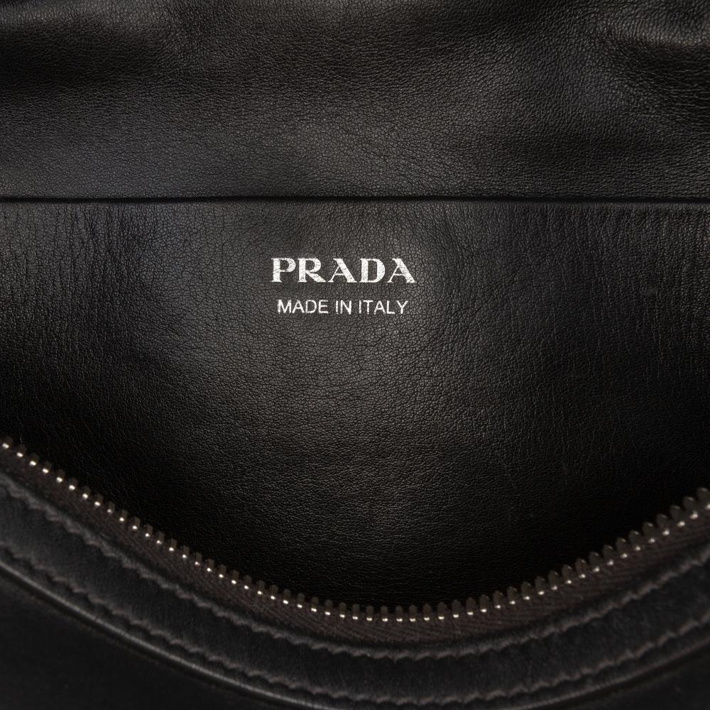 Prada AB Prada Black Calf Leather Medium Brushed Supernova Satchel Italy